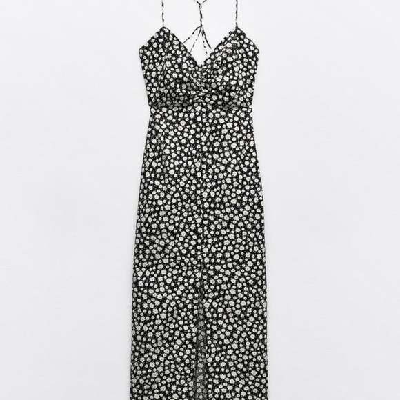 Zara floral midi dress linen blend - Picture 3 of 12
